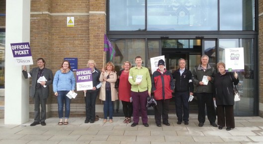 Some of the UNISON members striking for fair pay outside the Civic Offices